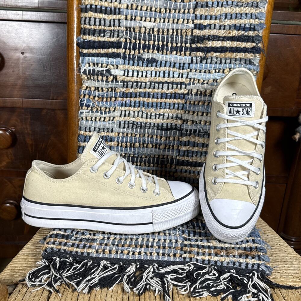 Converse Chuck Taylor All Star Lift Platform Women's Shoes 8.5 Oat Milk A03542C